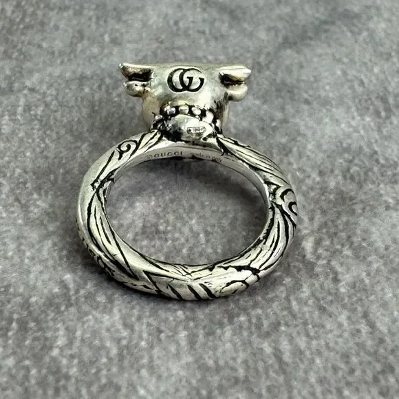 Gucci Anger Forest 925 Silver Bull Ring 6 - Picture 8 of 10